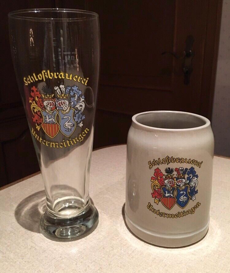 Bierkrüge und Weizenglas Schlossbrauerei Untermeitingen in Eckental 