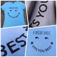 Shirt blau Kurzarm T-Shirt Smiley glitzer Gr. 158 - 164 Niedersachsen - Berge Vorschau