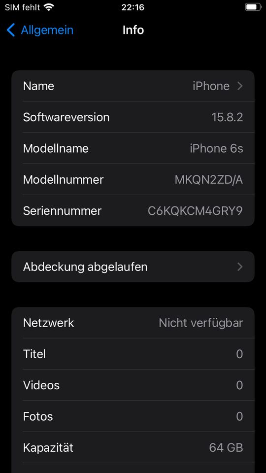 Apple iPhone 6S MKQ92LL/A - 64GB - Space Grau in Köln