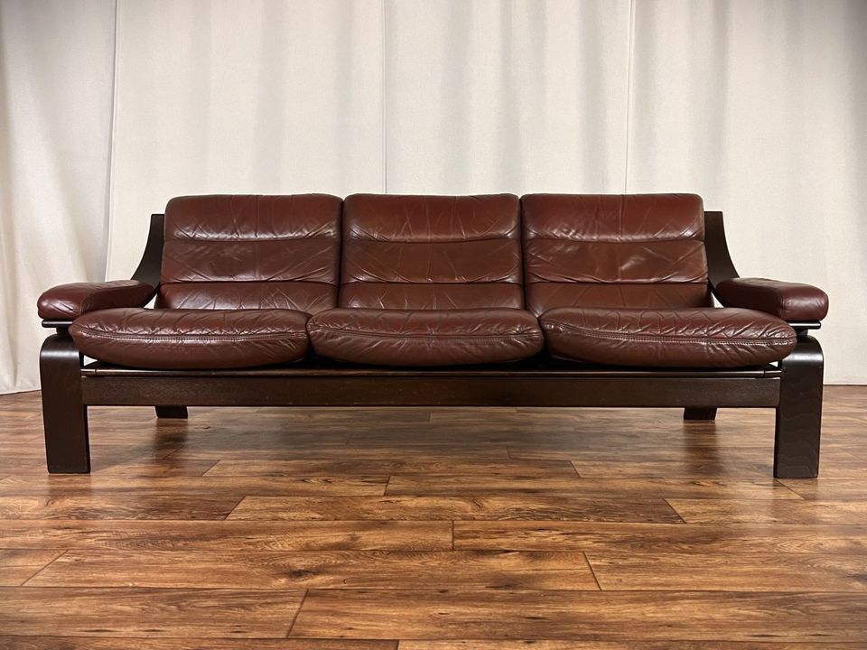 Ledersofa Danish Design Couch Vintage Dreisitzer Sofa in Hüllhorst