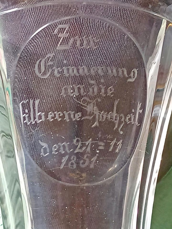 Biedermeier/Silberhochzeit/Pokal/Kristallglas/dat.1851 in Rauschenberg