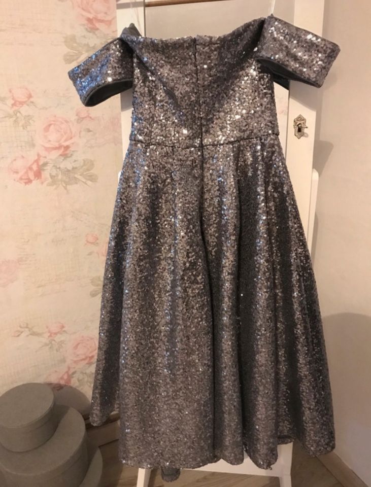 Glitzer Kleid Silber lang in Sibbesse 