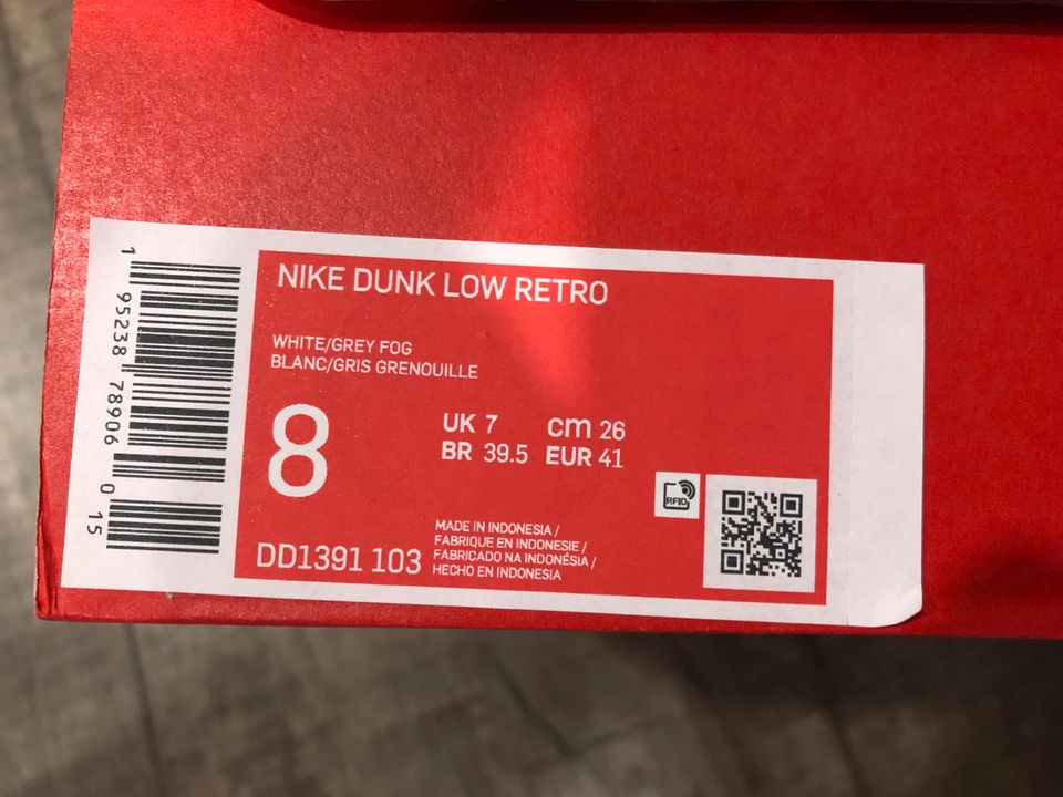 Nike Dunk Low Grey Frog Größe 41 Neu Original in Schwabach
