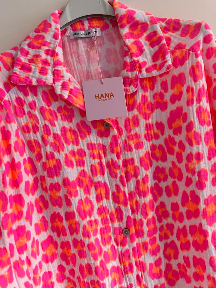 Musselin Set Zweiteiler Hose und Bluse Leo Muster pink in Neuss