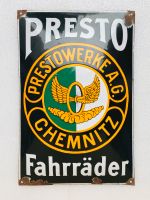 ‼️ EMAILSCHILD Presto Fahrräder Chemnitz Emailleschild um 1920 Saarland - Schiffweiler Vorschau