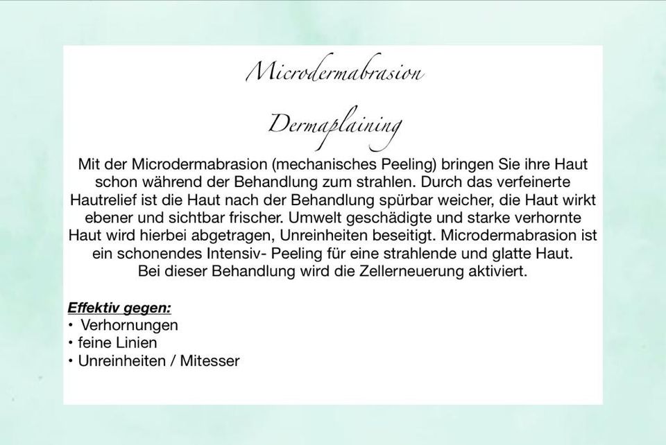 Microdermabrasion Gesichtsbehandlungen in Düsseldorf