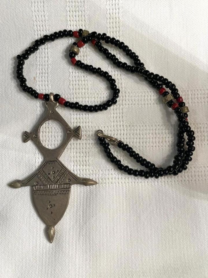 Halskette mit Anhänger Tuareg Afrika Silber Onyx in Frankenblick