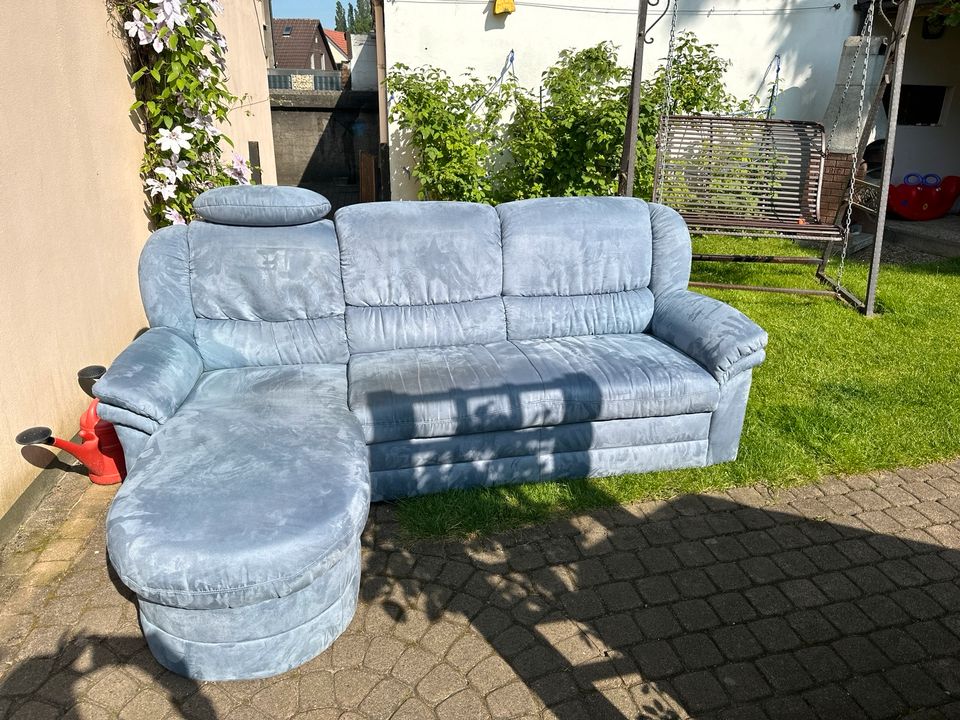 Eckcouch Couch Sofa Microfaser blau in Castrop-Rauxel