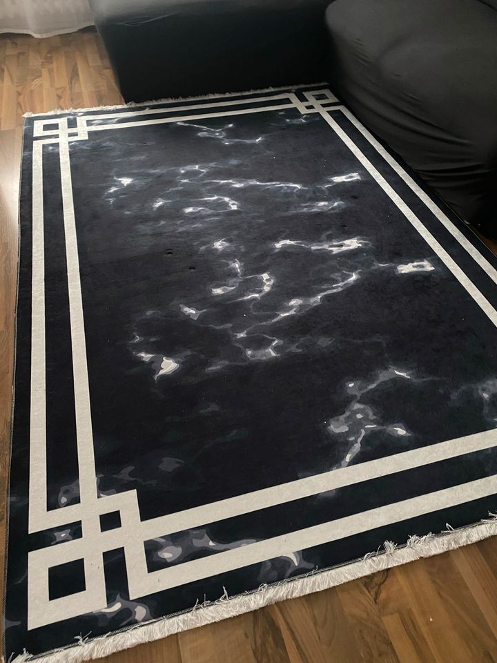 Waschbarer Teppich Set 7-teilig schwarz weis in Bremen