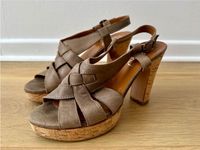 Prego - Plateau-Sandalen - High Heels - Leder - taupe-khaki Hessen - Wetzlar Vorschau