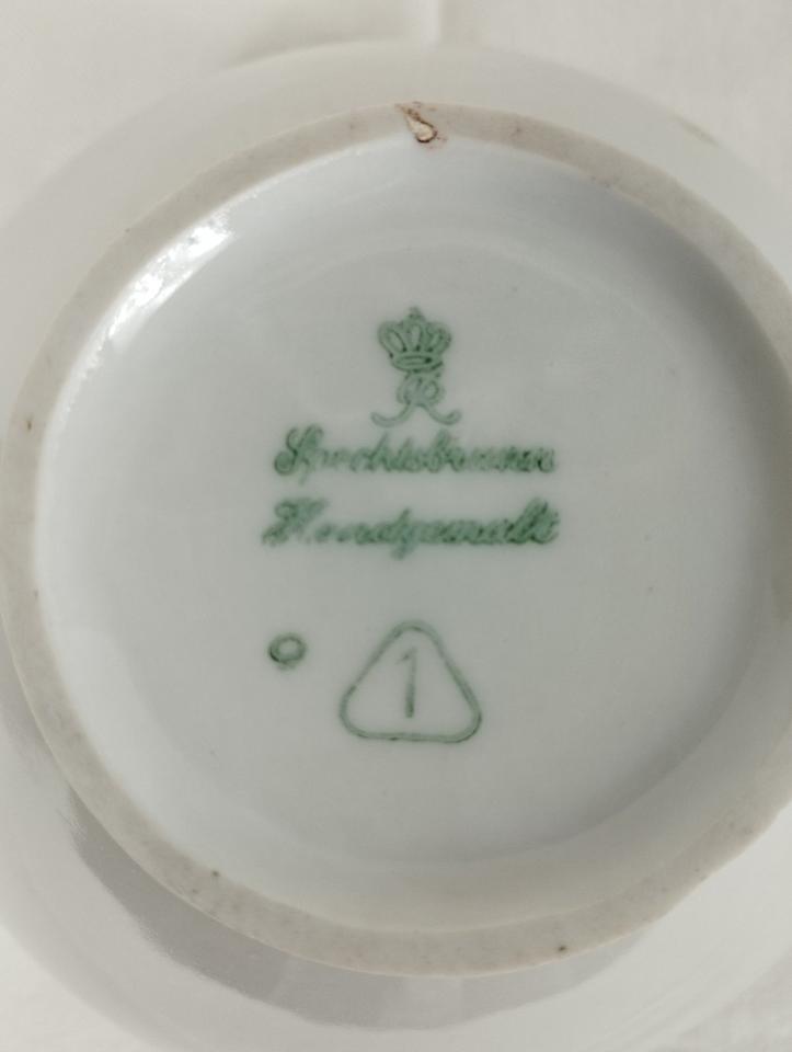 DDR Spechtsbrunn Bonboniere Weinlaub rot/weiß/gold Handgemalt in Hohenstein-Ernstthal