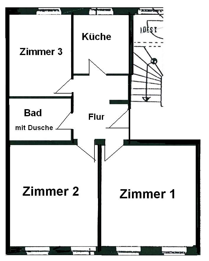 große 3 Raum Wohnung mit Einbauküche in Zwickau