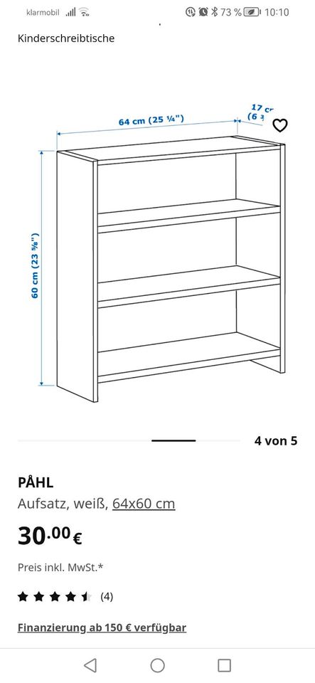 Ikea Pahl, Aufsatz für Schreibtisch,Kinder,64x60 cm in Neunkirchen a. Brand