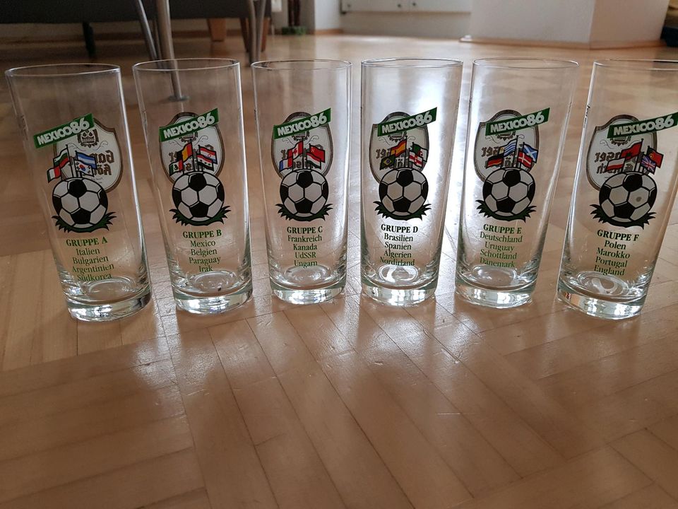 6 Gläser Fußball WM '86 in München