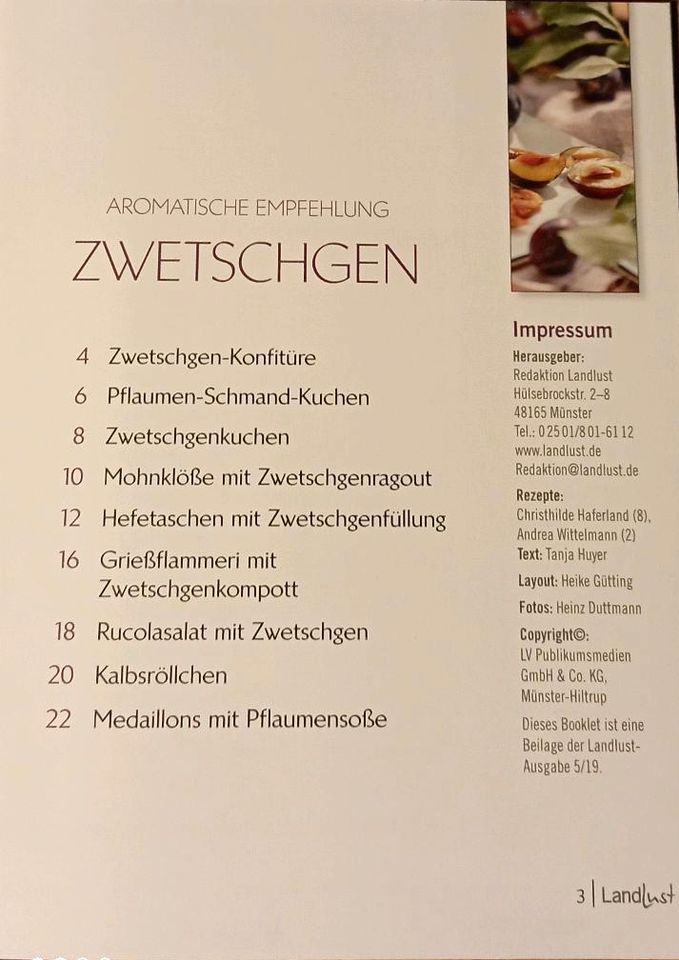 Beilagen der LANDLUST-Ausgaben / Rezepte in Koblenz