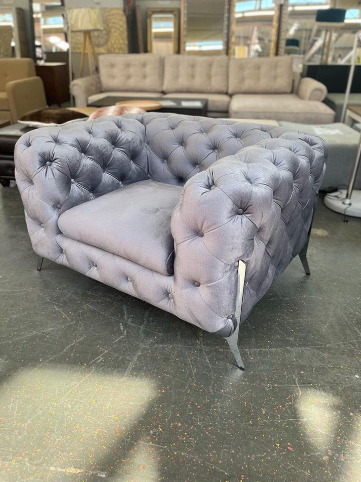 NEU! Sessel, Chesterfield, Grau, Relaxsessel, Samt statt 1179€ in Bremen