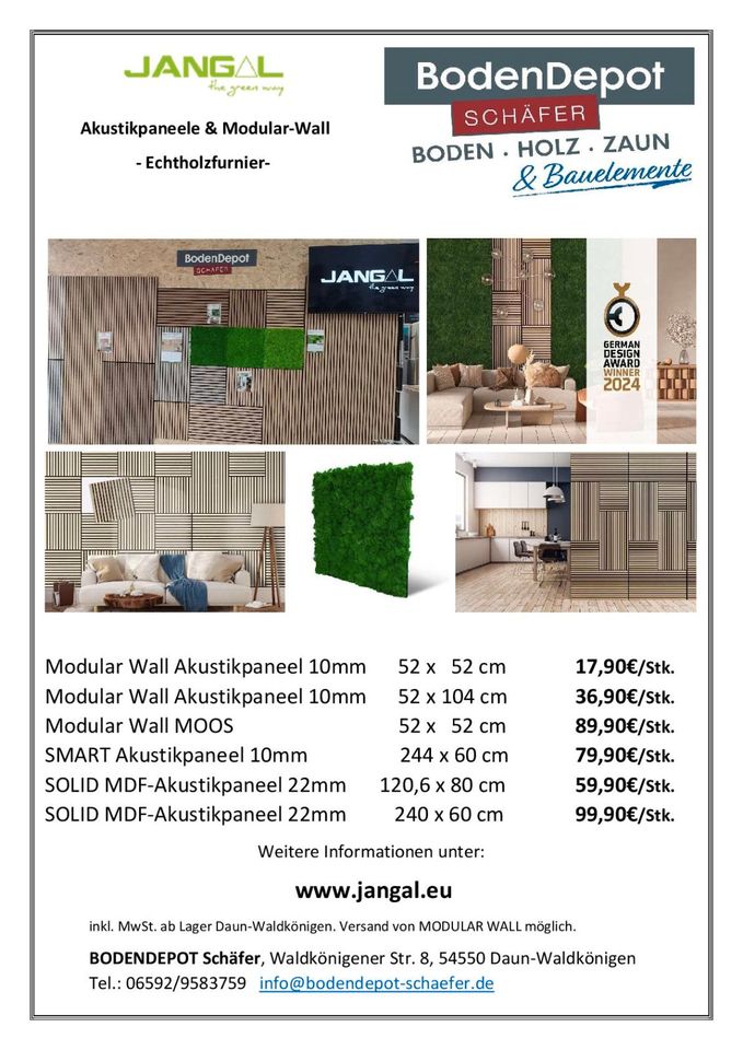 Akustikpaneele Modular Wall Jangal Moos Design in Waldkönigen