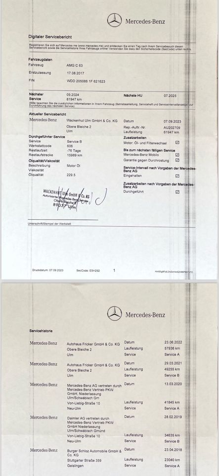 Mercedes Benz C 63 AMG Carbon Driversp PerfSitze+Abgas ILS PTS in Ulm