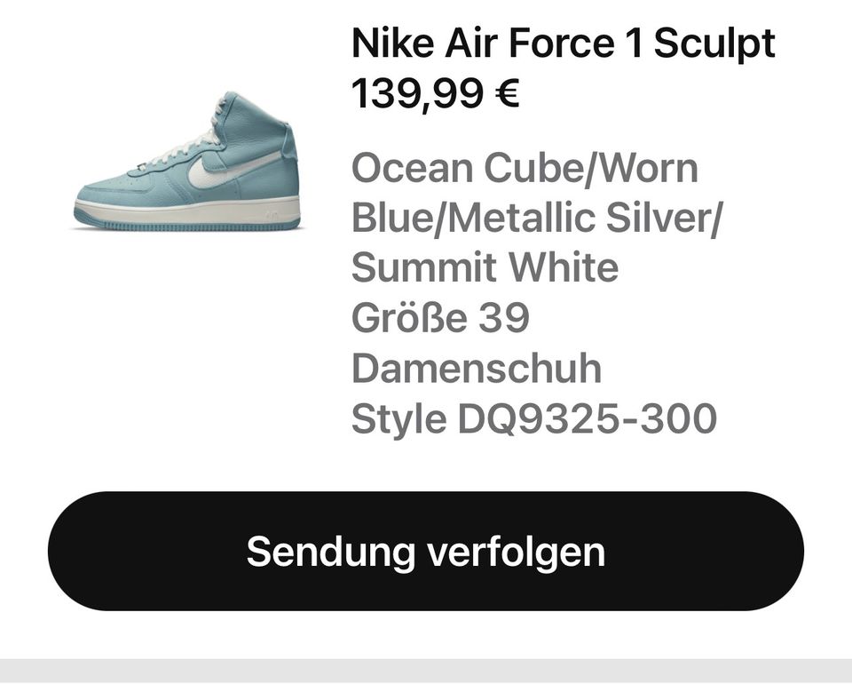 Nike Air Force 1 Sculpt,Ocean Cube, Gr.39, wie neu! in Burgwedel