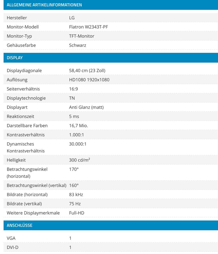 LG Flatron 23 Zoll - Full HD - TFT Monitor in Töging am Inn