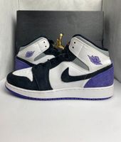 ✅Nike Jordan 1 Mid GS Purple (Lila/Weiß/Schwarz) 40 / 7Y Sneaker Sachsen - Treuen Vorschau