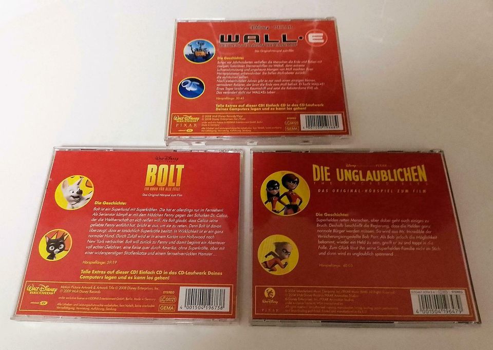 WALT DISNEY Hörspiele CD's WALL.E, BOLT, DIE UNGLAUBLICHEN in Brietlingen