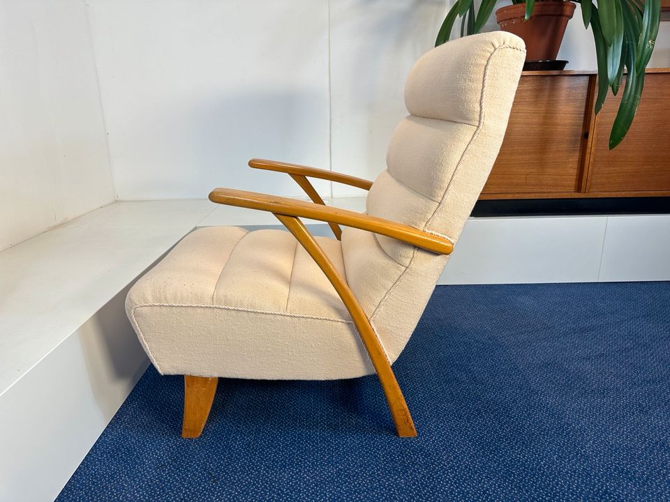 REDUZIERT ! Mid Century LOUNGE CHAIR Armchair BOUCLÉ BEZUG in Centrum