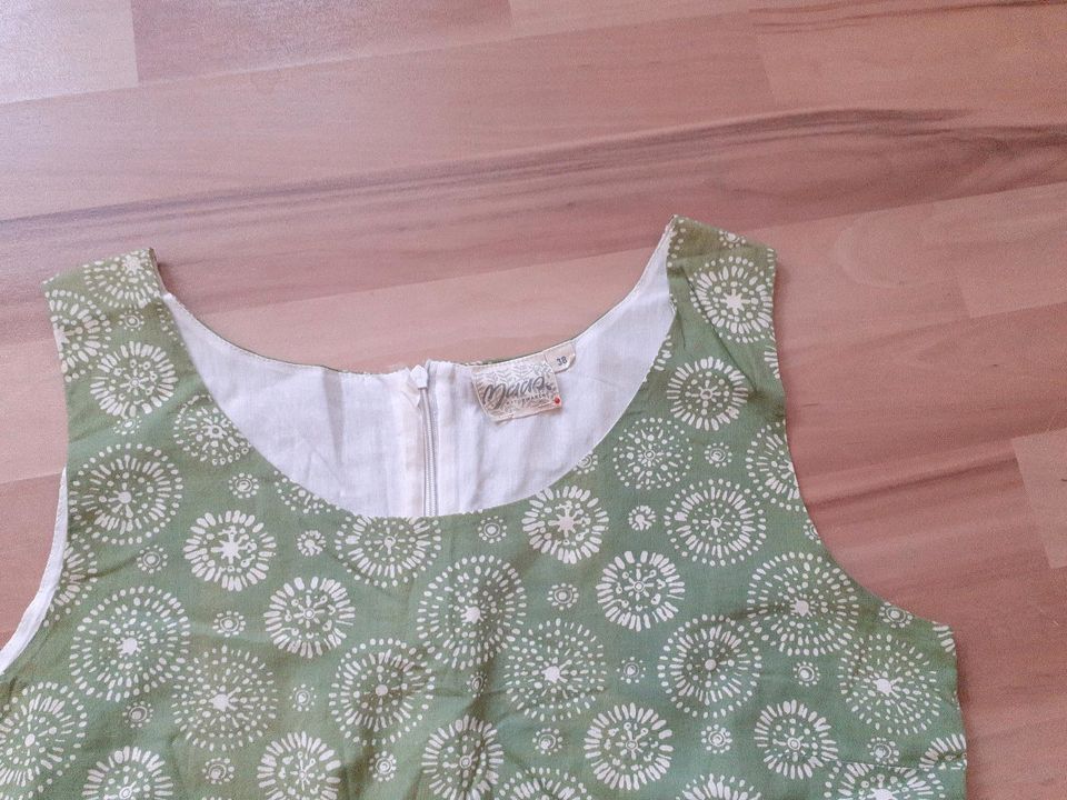 Maas Naturwaren Kleid ärmellos 38 grün Muster Baumwolle in Belm