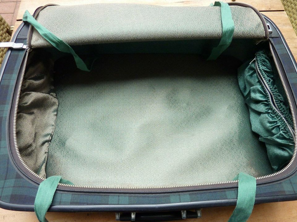 Retro Koffer Vintage LEEDS blau grün Karo Shabby Chic in Landshut
