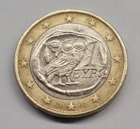 1-Euro-Münze Griechenland 2002 Eule fehlprägung Niedersachsen - Werlte  Vorschau