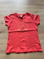 T-Shirt Neu Einhorn Orange Korall 134 140 Herz Bluse Shirt Hessen - Bischofsheim Vorschau