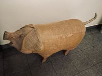 Kunst, Schwein aus Holz/ Jute, Kunstwerk Stuttgart - Stuttgart-Ost Vorschau