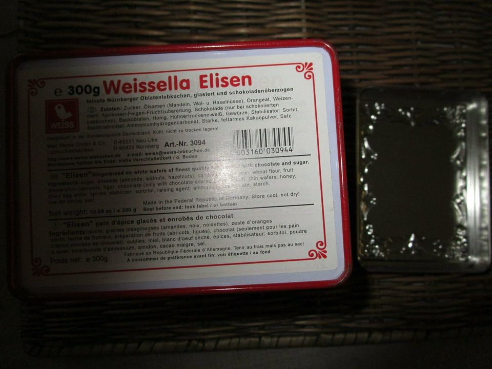 Weissella Elisen Blechdose mit Spieluhr Weihnachten Plätzchendose in Borken