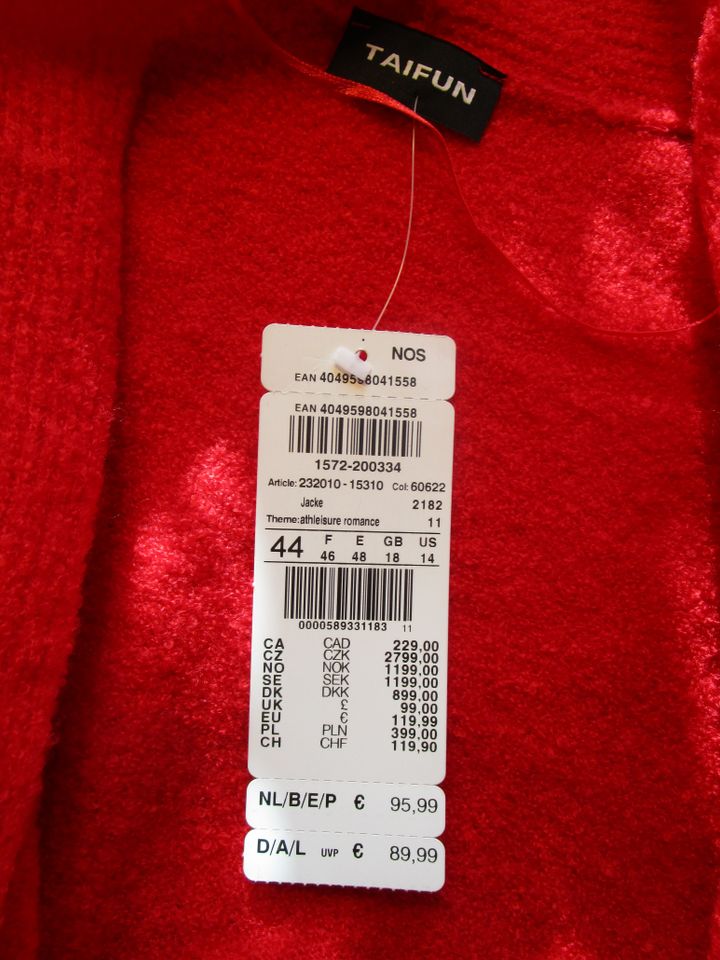 TAIFUN, wunderschöner Cardigan, warm, 32 % Wolle, rot, 44, neu ! in Köln