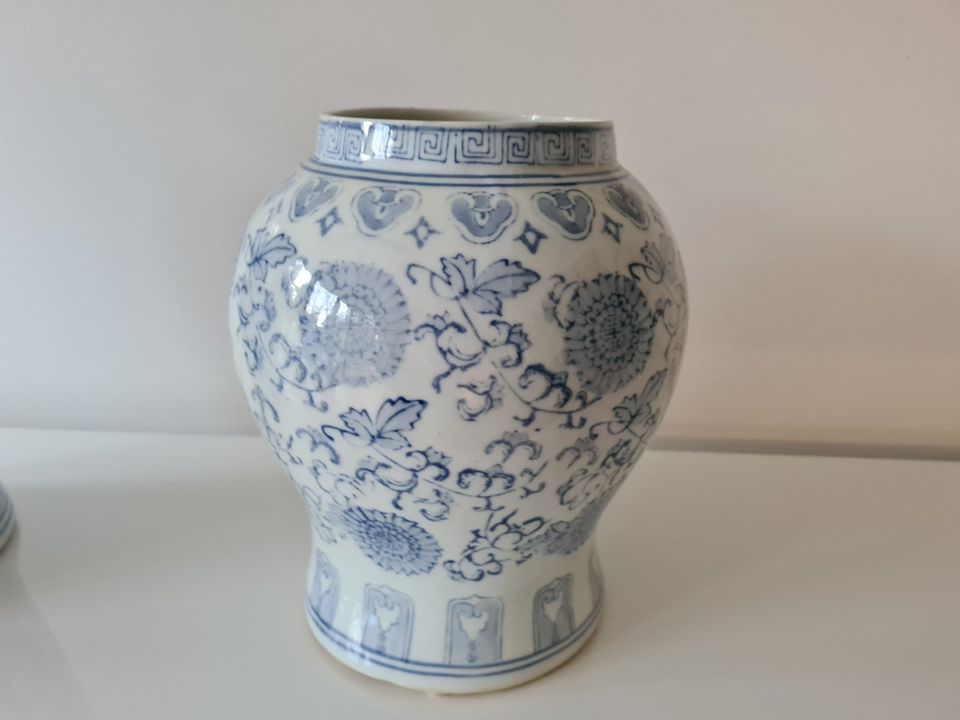 Blau Weiße Deckel Vase & Vase  ohne Deckel Manufaktur Flamant in Bochum