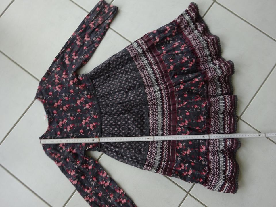 Kleid Herbstkleid langarm grau gemustert 2-lagig Größe 122 in Ebensfeld