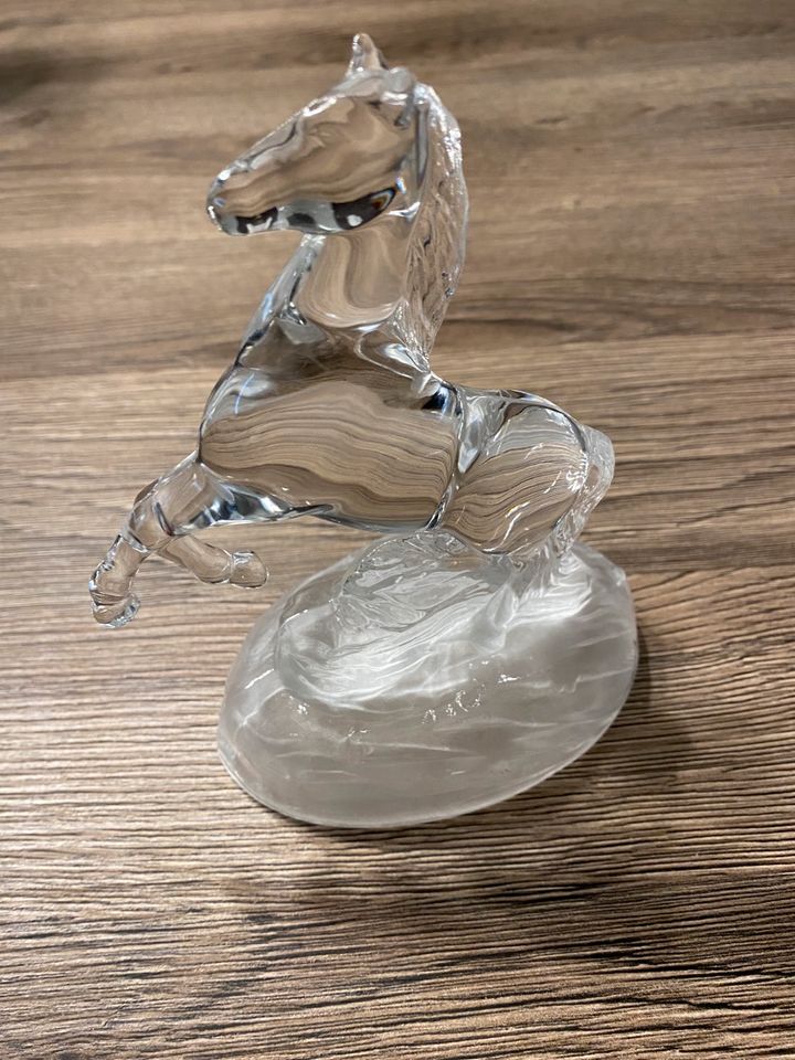 Glas Bleikristall Figur/Skulptur Pferd, Crystal D‘Arques in Perl