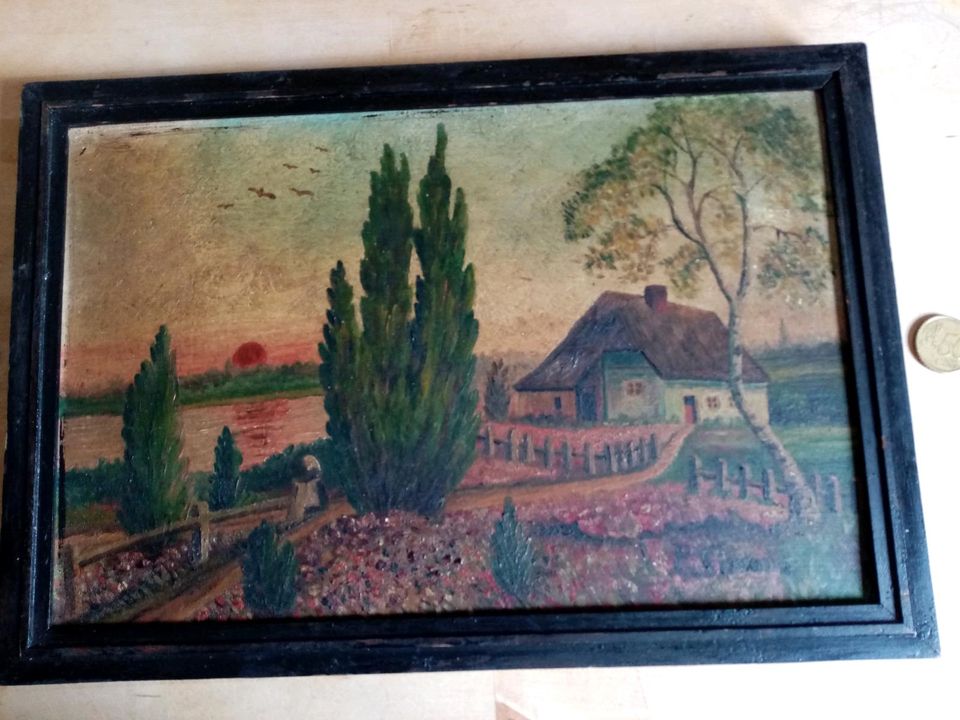 Alte  Öl Bild  Landschaft 1933 in Aachen