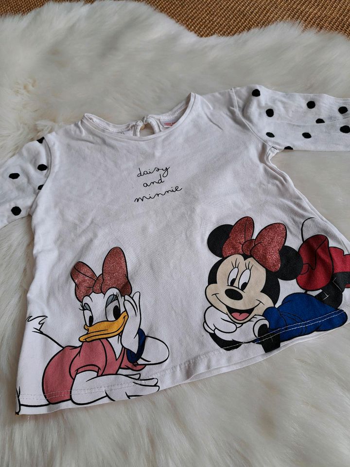 süßes Zara Langarmshirt Minnie Maus/Daisy & Jeansrock, Gr. 86 in Radebeul