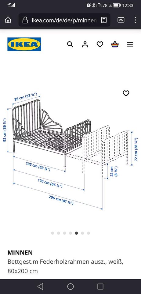 IKEA Minnen Bettgestell mit Lattenrost in Leipzig