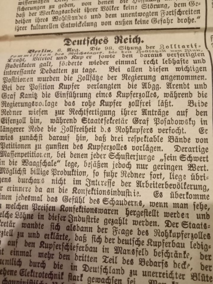 Original Deister und Weser Zeitung von 1902 in Traben-Trarbach