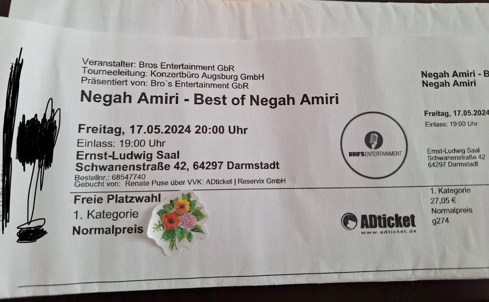 2x Karten für Negah Amiri am 17.5 in Darmstadt in Frankfurt am Main