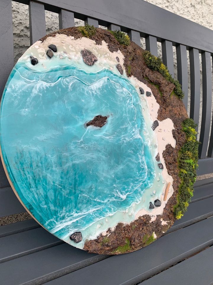 TK-Kunst Epoxidharz Meer-Bild Ozean Acryl abstrakte Kunst Deko in Oberthal