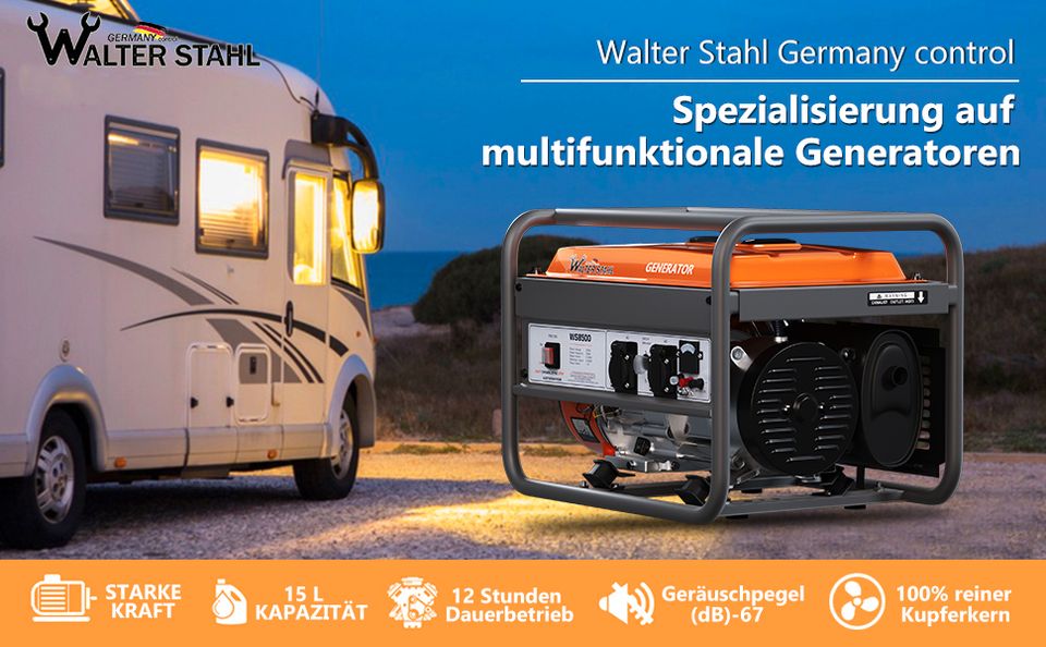 ✅ 3,0kW ✅ Euro 5 Notstromaggregat Generator Benzin Stromerzeuger in Haan