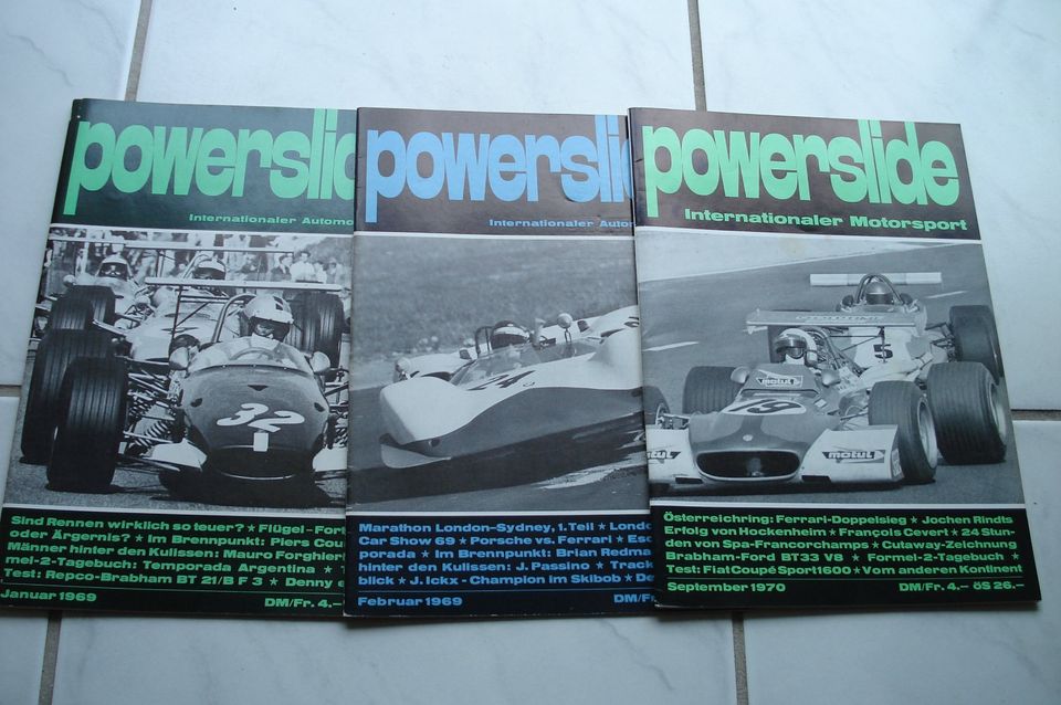 POWERSLIDE Motorsport Magazin 1 + 2 / 1969, 9 / 1970 in Sulzbach a. Main