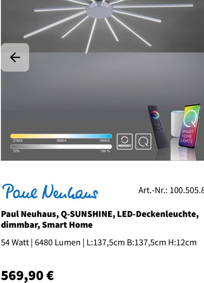 Paul Neuhaus Q Smart Sunshine NP 570€ in Frankfurt am Main