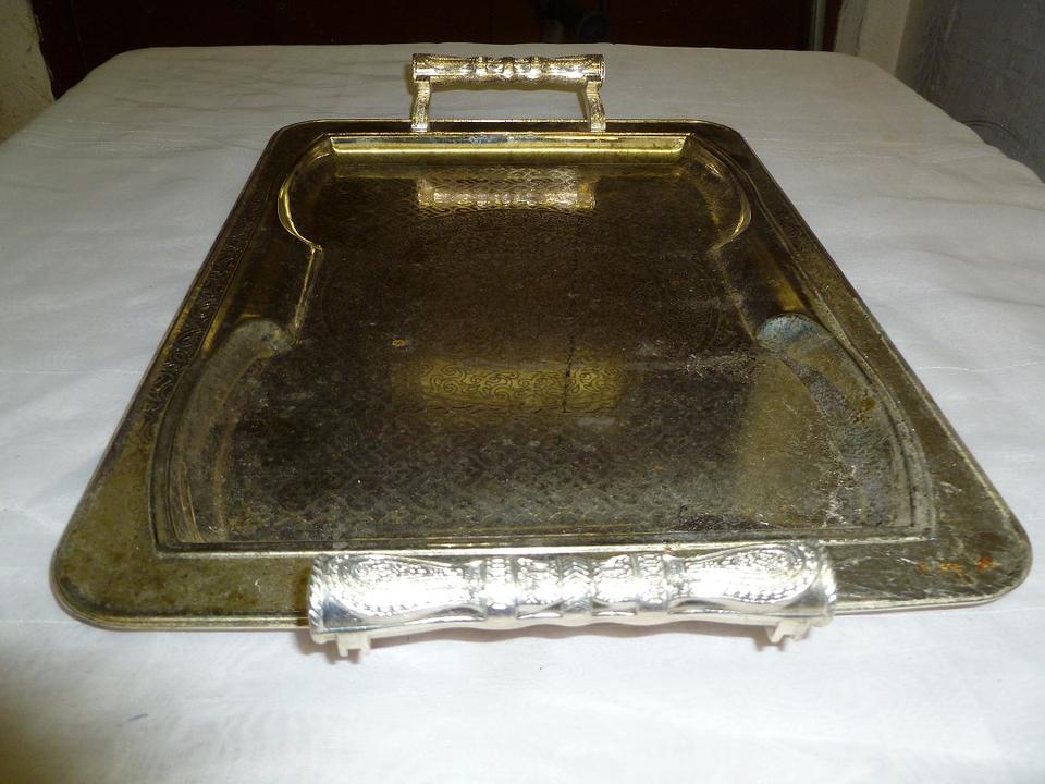 Tablett Serviertablett Kupfer Silber Bronz Spiegelglas Metall in Geislingen an der Steige