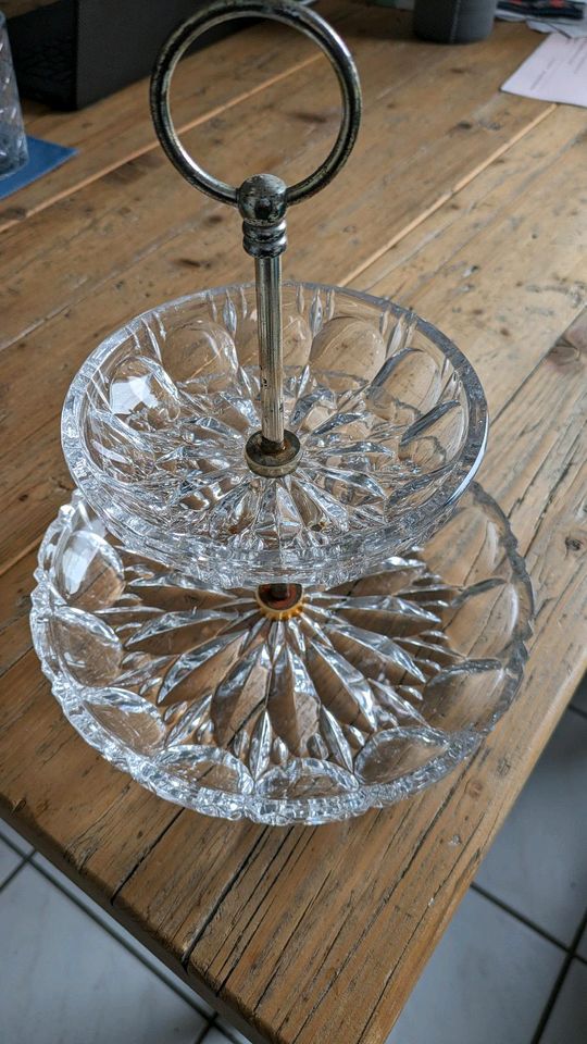 Etagere Glas Kristallglas schwer 14 cm 21 cm Durchmesser Vintage in Osnabrück