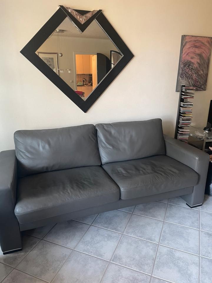GEPADE Designer Leder Sofa Zweisitzer + Dreisitzer Grau Neuwertig in Langenfeld