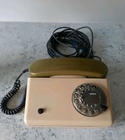 Telefon Wählscheibe Vintage, Retro, beige mit grünem Hörer Bayern - Gaukönigshofen Vorschau